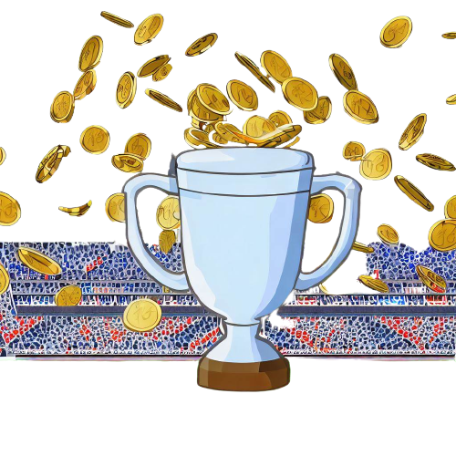 Une coupe de football et des pièces