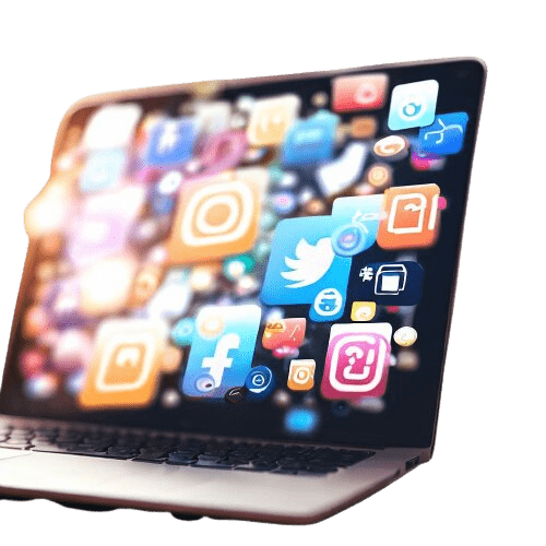 Ordinateur montrant quelques réseaux sociaux